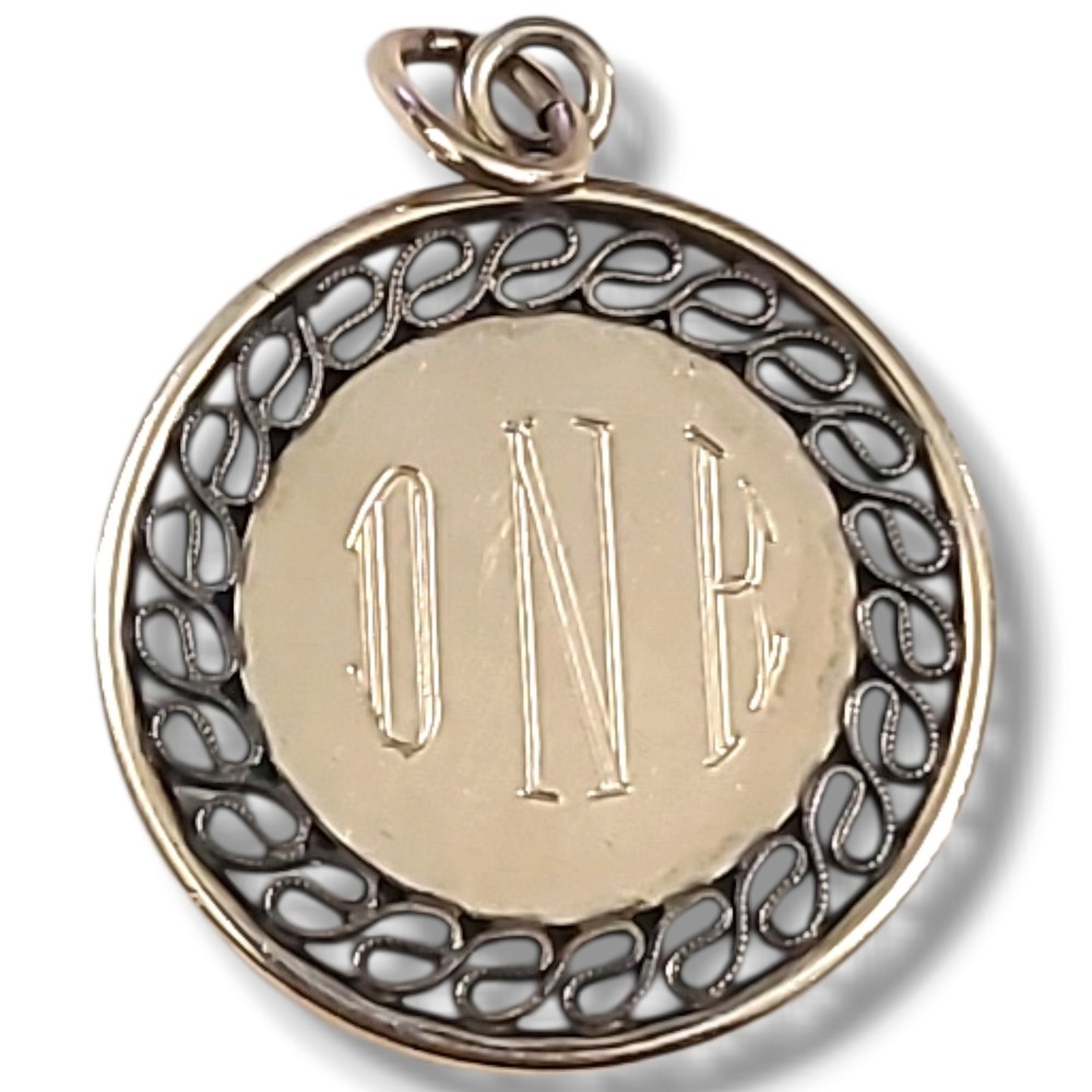Vintage 12K Gold Filled Charm Pendant Monogram DNK 2.48g